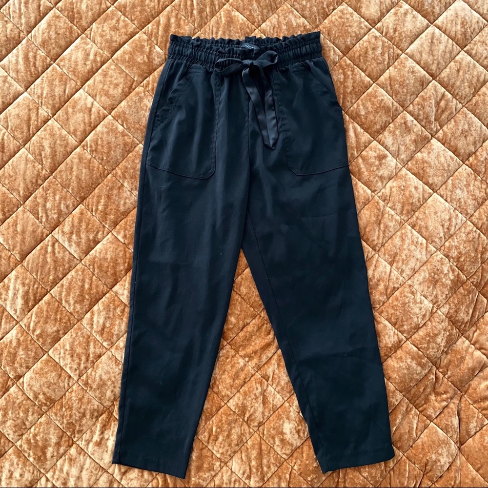 Zara Paper Bag Waist Black Pants M